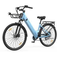 SmartAI SmarAI C1 Pro Elektrische Stadsfiets 28 Inch - 250W Motor - 36V18Ah Accu - Extra Groot Bereik tot 120 km- Shimano 7 versnellingen - Verende Voorvork - Inclusief Fietsmand en Slot-Hemelsblauw