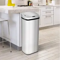 HAUSS SPOLE Sensorprullenbak – 67 Liter – Automatische Sensorbediening – Metaal – Zilver – Met Deksel Voor Keuken En Woonruimte