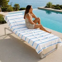 Komfortec Strandhanddoek 100x180 cm, Katoen, Grote Badhanddoek met Streepdessin, Zacht & Absorberend, Ideaal voor Strand, Zwembad en Vakantie
