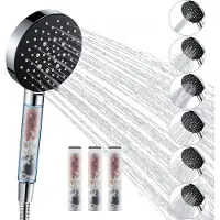 Auralum Max Douchekop - Hoge Druk met Filter - Hogedruk Handdouche - 6 Sproeistanden - inclusief 4 Filters - Antibacterieel - Regendouche – Waterbesparende Handdouche – Chroom&Zwart