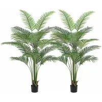 Happiq Set van 2 Kunst Palmbomen - Tropisch Realistisch design - voor woonkamer en interieurdecoratie - Zwart 150 cm