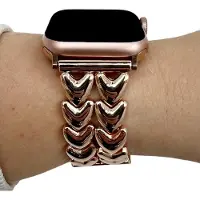 123Watches bandje Hart - staal - schakel band - rose goud - 38 · 40 · 41 & 42 mm - Geschikt voor Apple Watch series 1/2/3/4/5/6/7/8/9/10/11/12/SE/SE2/SE3