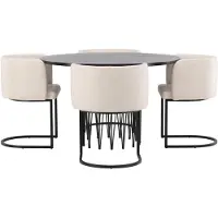 Ebuy24 Stone eethoek eettafel zwart 4 stoelen beige.