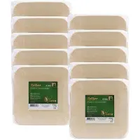 Humbert Feestbordjes - gebaksbordjes - van geperst hout karton - 100x - beige - vierkant - Dia 21 cm - party bordjes - wegwerp servies