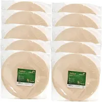 Humbert Feestbordjes - gebaksbordjes - van geperst hout karton - 100x - beige - rond - Dia 21 cm - party bordjes - wegwerp servies