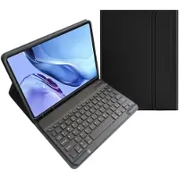 Mobigear Tablethoes geschikt voor Apple iPad Pro 12.9 Inch (2022) Hoes | Keys QWERTY Bluetooth Toetsenbord Bookcase + Stylus Houder - Zwart