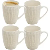Secret De Gourmet koffie kopjes - Ancient Aswan - 4x stuks - wit/goud - 350 ml - mokken - keramiek - met stijlvol decoratie motief