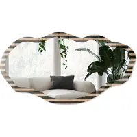 Wallfluent Moderne Lamellen Spiegel - Bruin Strakke Rechthoekige Spiegel - Organische Spiegel - Woonkamer, Kantoor, Hal - Modern - 45x90 cm - Totale afmeting 52x97 cm