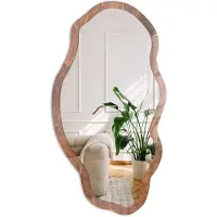 Coloray Steenstructuur Spiegel - Bruin Moderne Rechthoekige Wandspiegel - Organische Spiegel - Woonkamer, Kantoor, Slaapkamer - Rustiek - 45x90 cm - Totale afmeting 52x97 cm