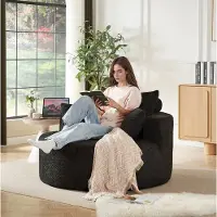 STILVORA Fauteuil 1-Zits - Geen Montage Nodig Met Armleuningen En Hoofdrolkussen - Voor Woonkamer En Slaapkamer - Chenille Zwart