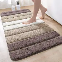 Famanu – Badmat 60 x 110 cm, antislip, absorberend water, machinewasbaar, microvezel, beige