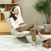 STILVORA Fauteuil 70 x 62 x 95 cm - 360 Graden Draaibaar Met 5 Standen Verstelbare Rugleuning - Voor Woonkamer En Lezen - Polyester Beige