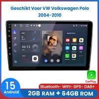 AWESAFE Autoradio - Geschikt voor VW Volkswagen Polo 2004 t/m 2010 - Ram 2GB + Rom 64GB - Draadloos Carplay Android Auto - GPS RDS Bluetooth - Navigatie - 2004 2005 2006 2007 2008 2009 2010