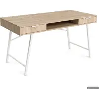 Akord Computertafel Bureau ARDEN / Industrieel / Sonoma Eiken / 120 cm / 2 Lades / 1 Plank / Witte Poten