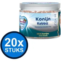 Renske 20x - Gezonde beloning mini hartjes hond konijn 100gr - Hondenvoer Snacks - 100 g