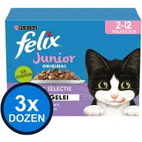 Felix 3x - Original Junior Mix Selectie in Gelei - Kattenvoer Natvoer - 12x85g