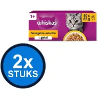 Whiskas 2x - 1+ Adult Gevogelte Selectie in Gelei Multipack - Kattenvoer Natvoer - 40x85g