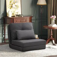 STILVORA Fauteuil 60 x 80 x 56 cm - 2-in-1 Klapfauteuil Met Verstelbare Rugleuning - Voor Wonen En Rusten - Linnen - Donkergrijs