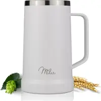 MILU Bierpul van RVS | Bierglas met afneembare Deksel | Bierseidel Thermobeker Isoleerbeker 7 uur koud | Cadeau voor mannen (700ml, Wit)