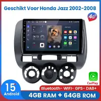 AWESAFE 8-Core V1PRO 4+64GB Autoradio - Geschikt Voor Honda Jazz 2002 t/m 2008 - Draadloze Carplay Android Auto - Touchscreen - GPS Navigatie 4G WiFi - Bluetooth Radio - 2002 2003 2004 2005 2006 2007