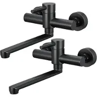 CECIPA MAX - Keukenkraan voor wandmontage Waterkraan - 2 stuks - 360° draaibaar Eengreepsmengkraan voor wandmontage - Zwart