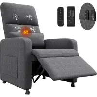 HOMCOM Elektrische relaxfauteuil – Verstelbare relaxstoel - incl massage- en warmtefunctie – TV stoel met USB-poort en zijvak – Comfortabele woonkamer fauteuil