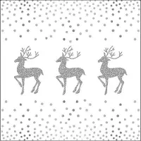 Ambiente - Kerstservetten - Papieren Servetten 33 Deer and Dots Silver/White - FSC Mix - 16.5x16.5 cm