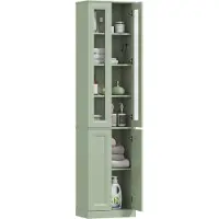 HOMCOM Badkamerkast (vloermodel) - Spaanplaat, MDF - 38 x 26 x 160 cm - Saliegroen