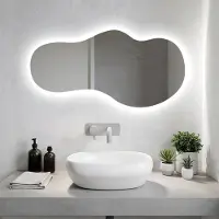 Coloray Toiletspiegel LED - LED verlichting Spiegel - 40 cm x 80 cm - Onregelmatige Spiegel Met LED - LED Organische Spiegel Groot - Decoratieve Organische Spiegel Gang - Koel Wit 6500K