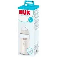 Nuk babyfles glas 240ml anti-koliek 3M+ zeepaardje temperatuurcontrole.