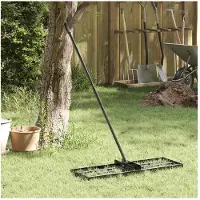 vidaXL Tuin Egaliseer Hark Zwart 75 x 25 x 6 cm Gepoedercoat staal