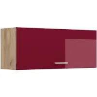 Vicco Hangkast R-Line, Rode hoogglans/Goudkleurig Eiken, 100 cm Plat