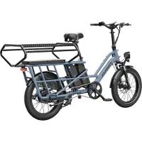 Fafrees 20 inch elektrische fiets met kinderzitjes – E-fiets – E-Bakfiets24Ah accu – maximaal 200kg draagvermogen – max 25km/u – tot 140km – voor gezinsuitjes en dagelijkse boodschappen –Blauw