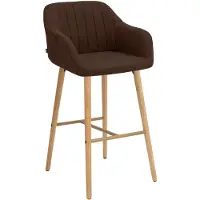 CLP Barkruk Ando - Met Armleuning - Hout - 75 cm - Stof - bruin/natura