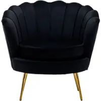 Russle Velvet Schelp Fauteuil/Stoel Zwart