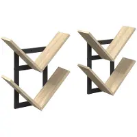 vidaXL Wandzwevend Plank 2 st Sonoma Eiken 43 x 15 x 47 cm