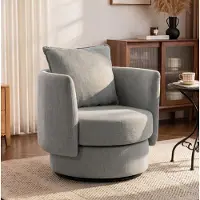 HAUSS SPOLE Fauteuil - Draaifauteuil - 360 Graden Draaibaar Met Kussen En Armleuningen - Voor Woonkamer En Slaapkamer - Stof Lichtgrijs