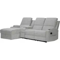 Notio Living DALLAS-Sofa 3-zitter met opbergchaise links manuel relaxstoel in cordury grijs