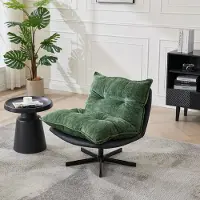 HAUSS SPOLE Relaxfauteuil - 360 Graden Draaibaar Met 3 Standen Verstelbare Rugleuning - Voor Woonkamer En Leeshoek - Chenille En Metaal - Donkergroen Zwart