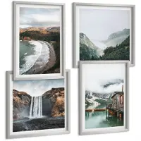Tulup 4-Delige Schilderij Set - Uitzicht op het strand in de bergen met wolken en water. - 40 x 40 cm en 40 x 60 cm - Wanddecoratie - Muurdecoratie - Moderne Interieurdecoratie - Moderne Wanddecoratie
