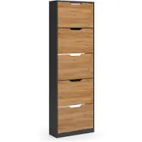 Vicco Schoenklaprek Luca, Antraciet/Goudkleurig Eiken, 59 x 180.5 cm met 5 kantelbare compartimenten