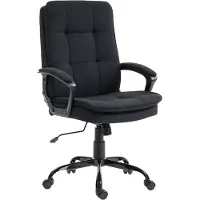 HOMCOM Office Chair-Leinen-63 x 70 x 112 cm-Schwarz
