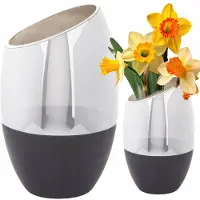 Artpol Stijlvolle Zilver-Zwarte Glazen Vaas - Hoogte 22 cm Glamour