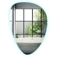Wallfluent LED Wandspiegel - Onregelmatige Spiegel met Verlichting - 64 x 90 cm - Grote Onregelmatige Wandspiegel - Spiegel voor Hal - Koud Wit 6500K - Boho Wanddecoratie