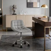 MODFU Bureaustoel - Draaibaar En Hoogteverstelbaar - Zonder Armleuningen - Metaal - Lichtgrijs