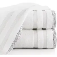 Eurofirany Luxe Katoenen Handdoek 70x140 cm met Gestreept Borduursel - Wit
