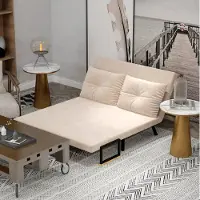 HAUSS SPOLE Fauteuil - Slaapfauteuil Met Bedfunctie - Verstelbare Rugleuning En Klapfunctie - Voor Woonkamer En Logeerkamer - Stof Beige