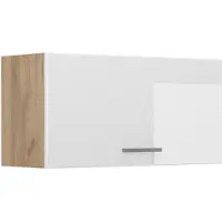 Vicco Hangkast R-Line, Wit Hoogglans/Goudkleurig Eiken, 80 cm Plat