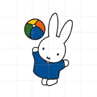 IXXI Nijntje met Bal, Nijntje - 120 x 120 cm - Grote wanddecoratie en posters - Cartoonesk, Speels, Illustraties, Kinderkamer, Babykamer, Dieren