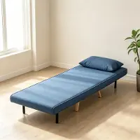STILVORA Fauteuil Klapbaar 1 Persoons - Verstelbare Rugleuning - Fauteuil Bed Voor Wonen En Slapen - Stof - Blauw
